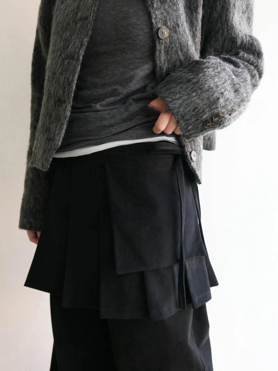 KUSAHIKI Retro Street Causal Irregular Two Piece Detachable Spicy Girl Skirt Pants