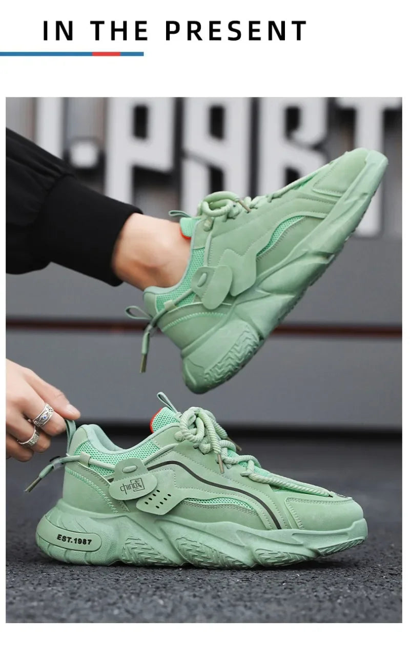 Men's Sneakers 2025 Spring Comfortable Non-slip Outdoor Running Shoes Elasticity Platform Basketball Athletic Tenis Masculino