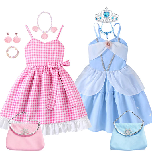 Summer Girl Dress Pink Stripe Suspender Dress Casual Princess Vestidos 2-10Y Children Clothing Sweet Baby Daily Outfits Fashion
