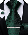 Men's Tie Set with Clip Luxury Retro Striped Floral 8cm Necktie Handkerchief Cufflinks Wedding Party Business Accessories Gift