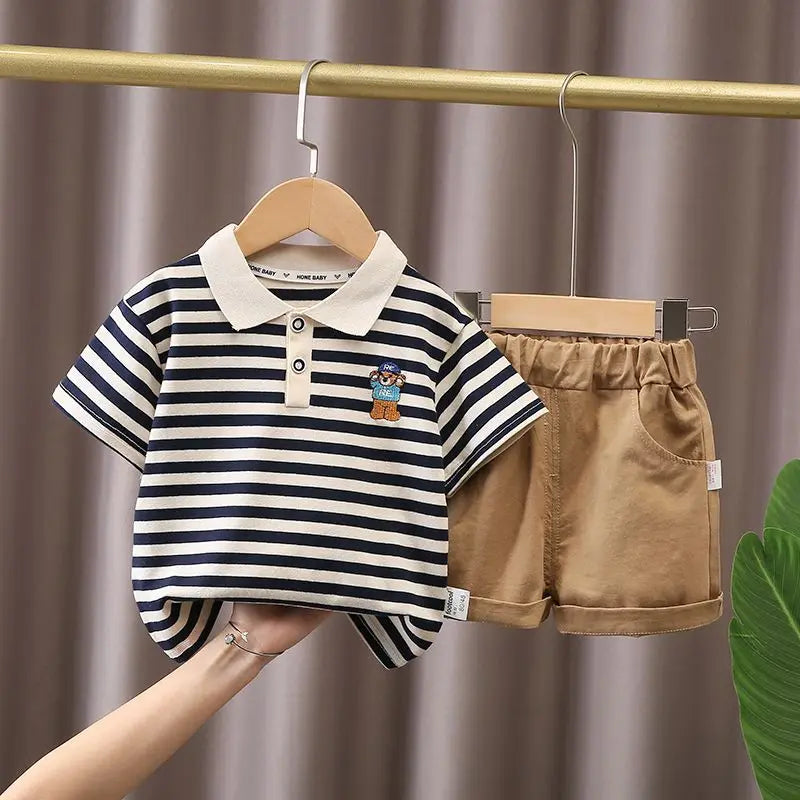 IENENS Summer Solid Color Clothes Sets Short Sleeves Tops + Shorts Baby Toddler Clothing Suits 1 2 3 4 Years Kids Outfits