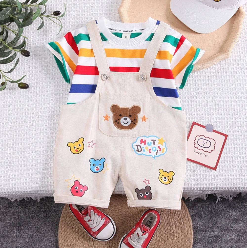 New Baby Boy Clothes Suits Summer Baby Clothes Set Print Dinosaur T-shirts+Pant 2pcs/Suit Infant Outfits Kids Girls Clothes Sets