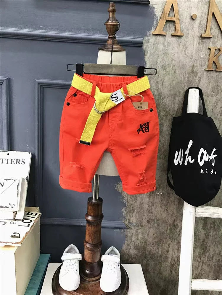 Boys' Summer 2024 New Set Summer Children's Clothing Children's Clothing Boys' Black T-shirt+Shorts Kids Outfits