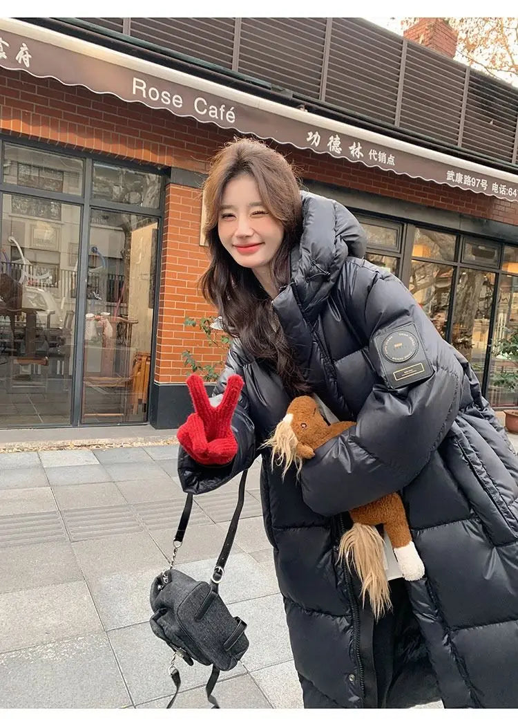 Winter Women Clothing Warm Long Parka Thick Over-the-knee Puffer Jacket Zipper Black Cotton-padded Coats Windproof Jackets New