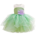 Baby Girl Clothing Flower Fairy Summer Dress For Girls Fashion Shiny Green Princess Dress Sleeveless Ruffle Children Dresses