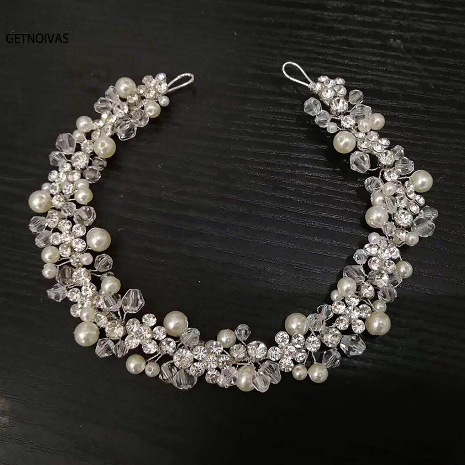 Bridal Wedding Headbands Full Pearl and Rhinestones Tiaras Hairbands For Women Bride Bridal Wedding Hair Accessories Jewelry