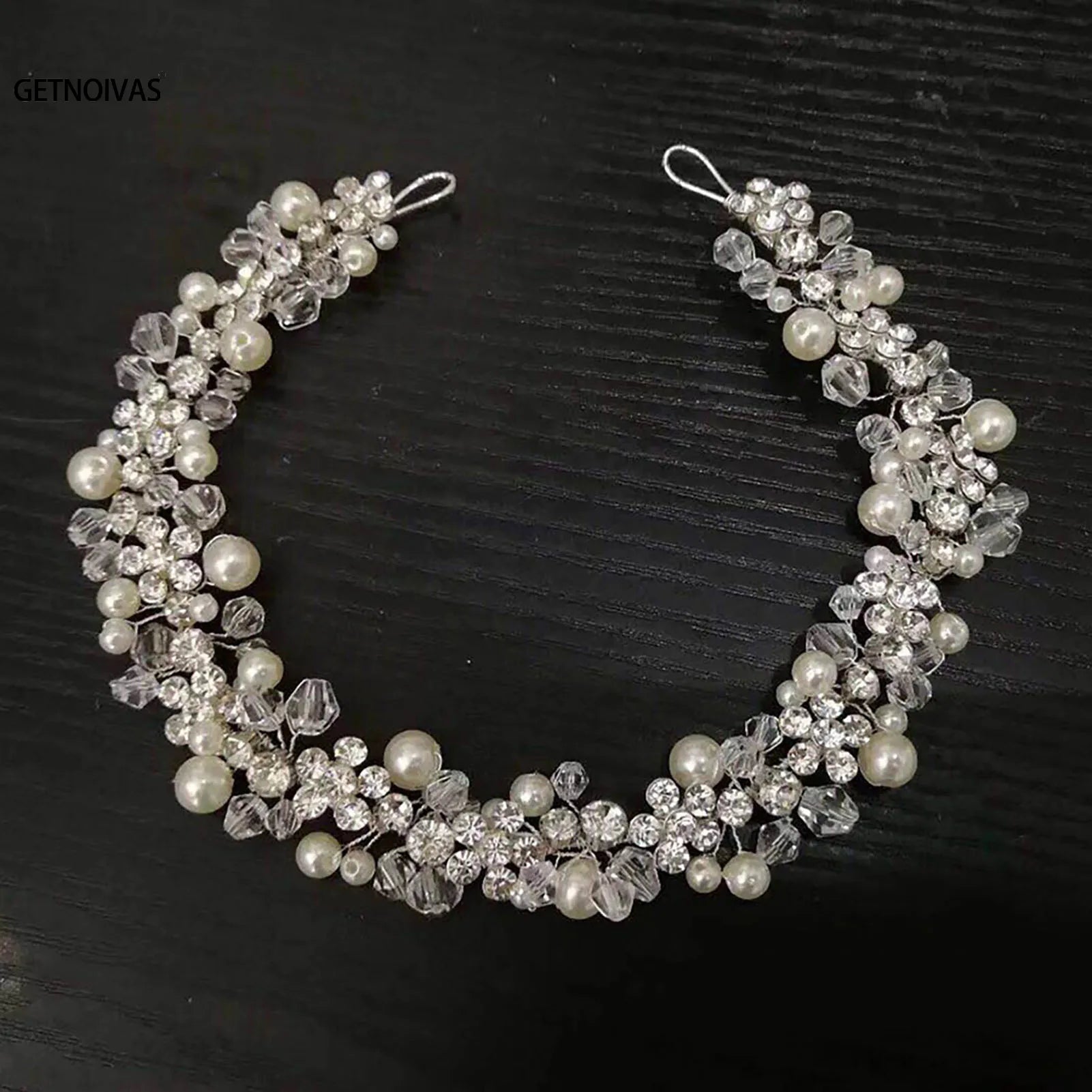 Bridal Wedding Headbands Full Pearl and Rhinestones Tiaras Hairbands For Women Bride Bridal Wedding Hair Accessories Jewelry