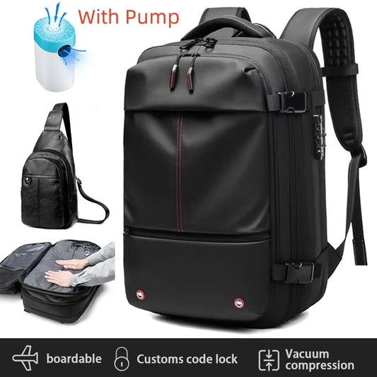 3Pcs Travel Vacuum Compression Backpack 17 inch Laptop Business Backpack Large Capacity Expanded Backpack With Anti-theft Lock