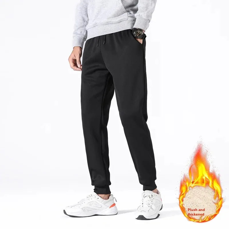 Winter Thickened Fleece-Lined Casual Pants Men's Loose-Fit Sweatpants Trendy Youth Sweatpants Bunched Feet Pants Casual Pants