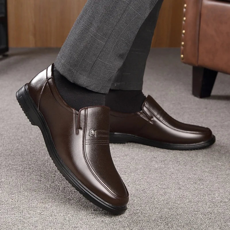 Leather Men Formal Shoes Luxury Brand 2025 Men's Loafers Dress Moccasins Breathable Slip on Black Driving Shoes Plus Size 37-46