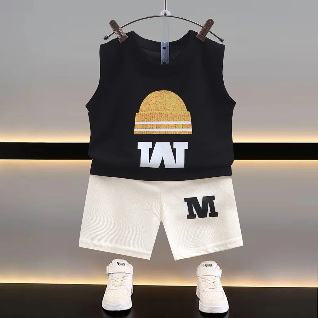 Summer New Children's Vest Set Boys Sleeveless Top Shorts Summer Two-piece Kids Clothing Vest T-shirt +shorts Pants 2pcs/set