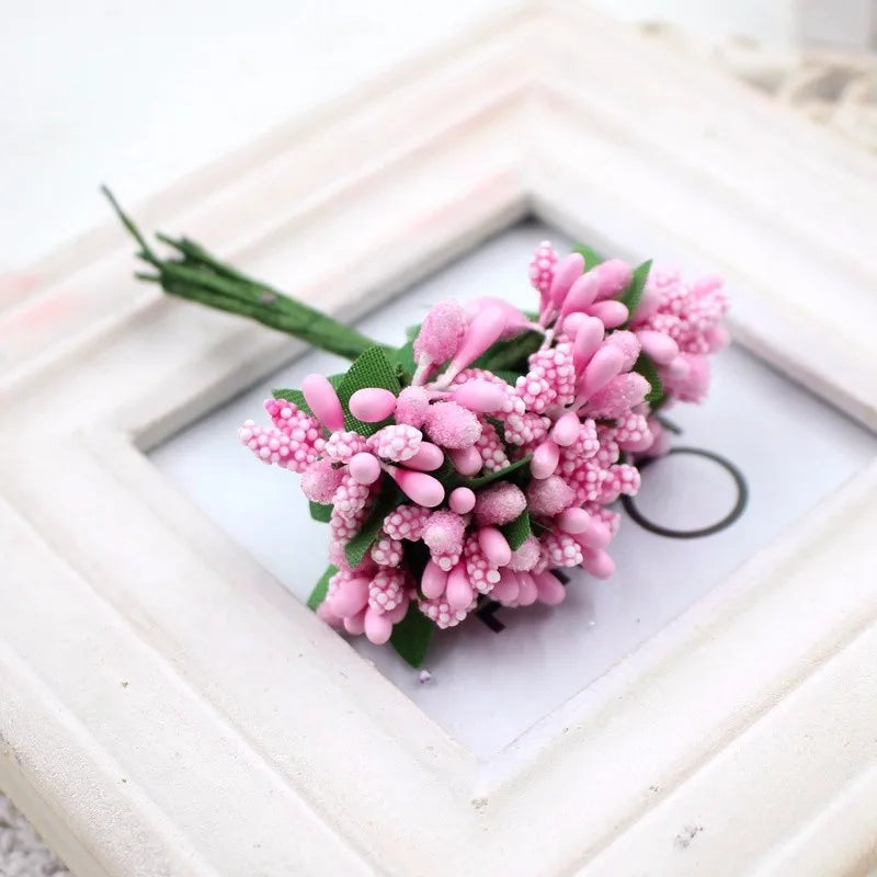 12pcs pearl Berry Artificial Stamen Flower For Wedding Home Decoration Pistil DIY wreath Scrapbooking Craft Fake Flowers