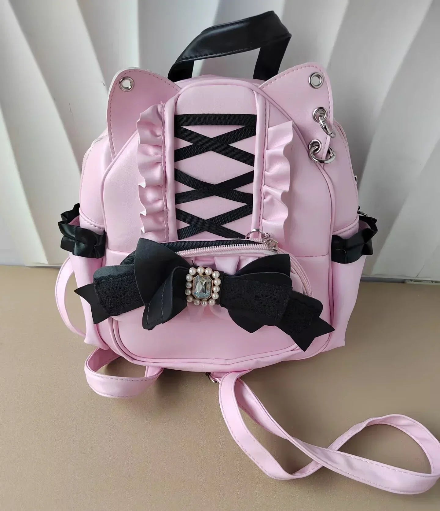 Lace Cat's Ear School Bag Japan Lolita Ita Mochila Cute Large Capacity Mochilas Mujer 2025 New Bow Women Bags Student Backpack