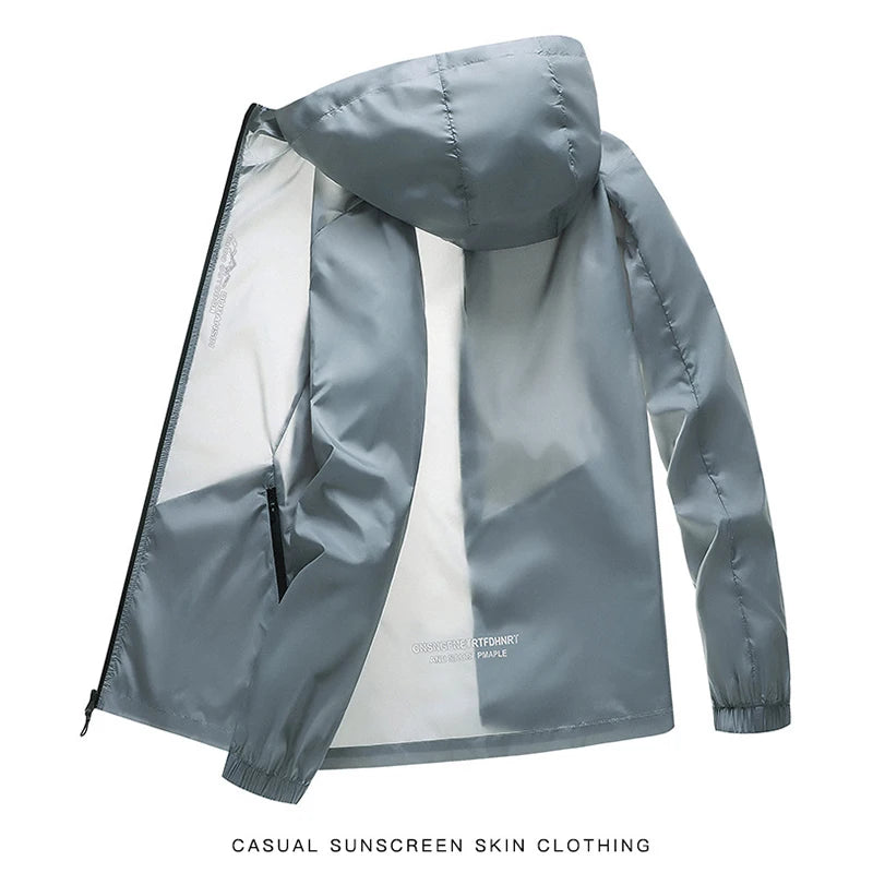 Men's Jacket Summer Sun Protection UPF50+ High-End Waterproof Thin Jacket Hooded Breathable Lightweight Outdoors Fishing Jacket