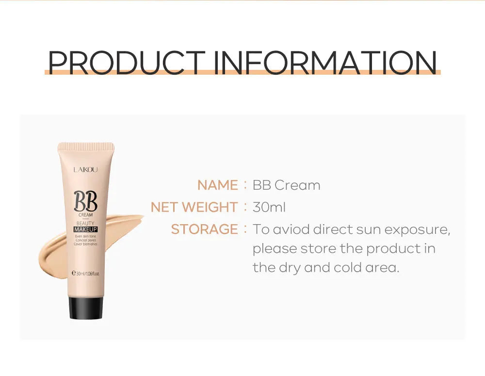 9-color Optional Concealer BB Cream 30ml Natural Facial Concealer Primer Ultimate Coverage Waterproof Foundations Makeup