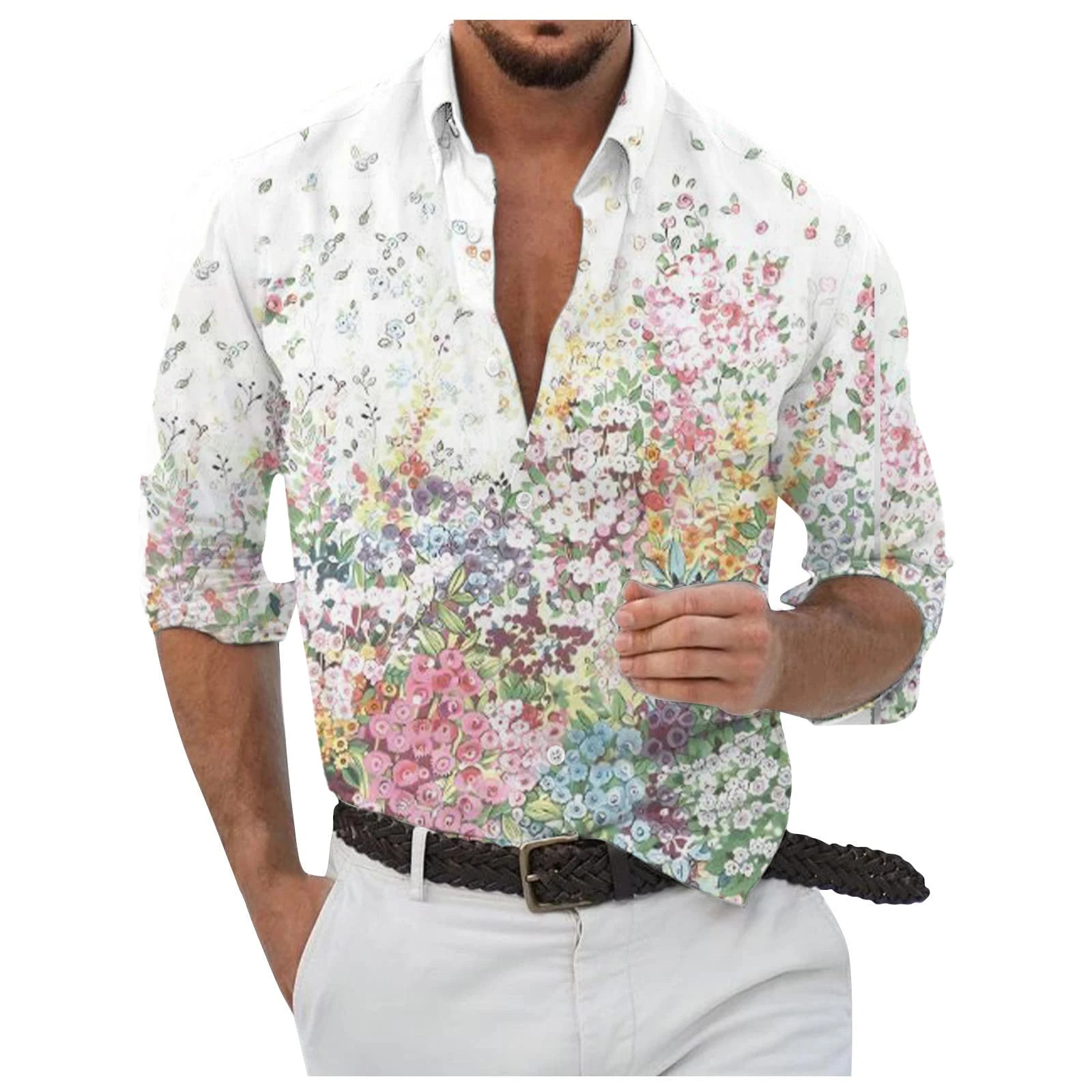 Men's Button Up Shirt Music Notes Collar 3D Print Daily Vacation Long Sleeve Print Clothing Apparel Hawaiian Casual Beach