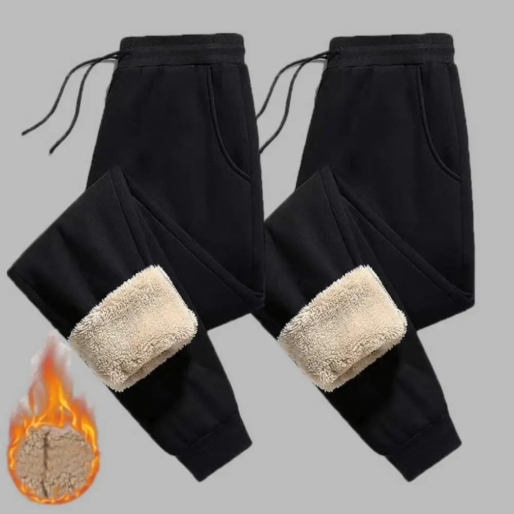 Winter Lambswool Warm Casual Pants Thick Plush Drawstring Men Sweatpants Fitness Jogging Pants Men Fleece Straight Trousers