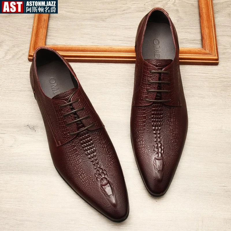 Men's Handmade Crocodile Pattern Oxford Shoes – Black & Blue Formal Loafers