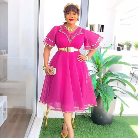 African Dresses Plus Size Elegant Dress Africa Clothes Dashiki Ankara Turkey Outfit Wedding Soiree Party for Women Summer Season