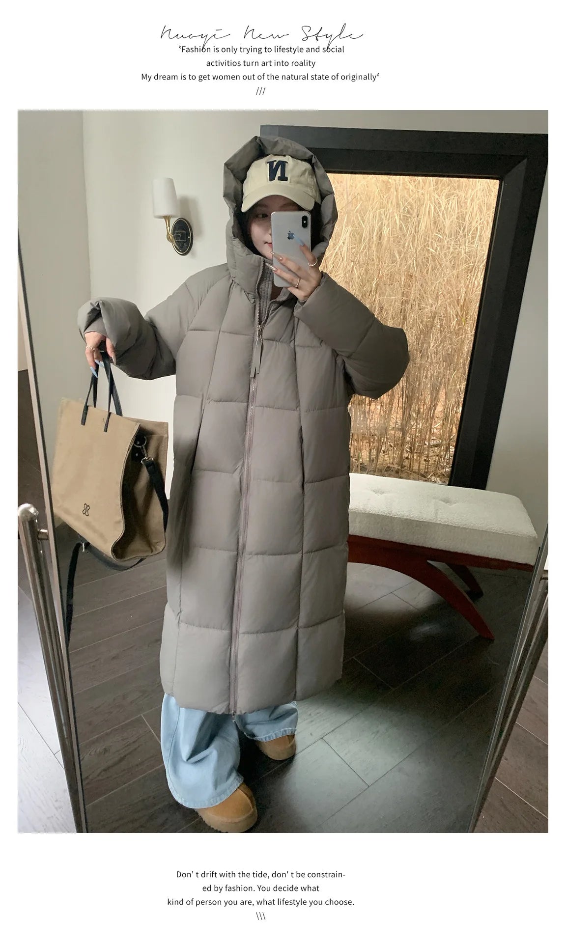 Long Coats Parkas Women Loose Zipper Hooded Jacket Thick Warm Casual Full Sleeve Elegant Spliced Jackets Autumn Winter