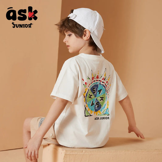 Ask Junior Parent-Child Clothing Summer Boys Half Sleeve T-Shirt Short Sleeve T-Shirt
