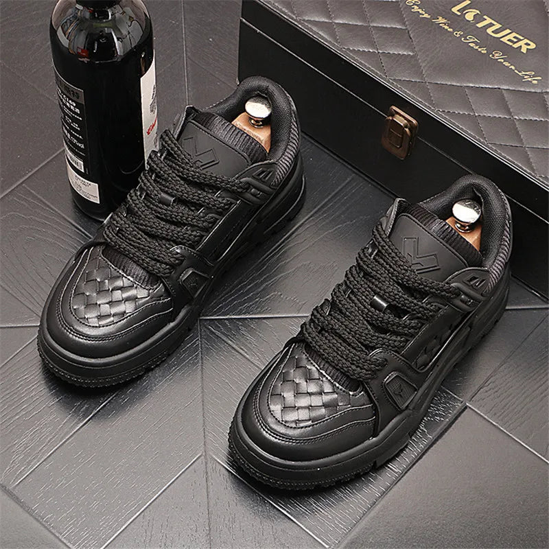 England Style Dress Wedding Party Shoes Fashion Designer Non-slip Leather Breathable Casual Business Men Sneakers T80