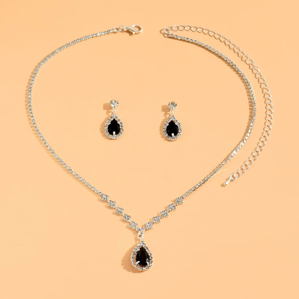3PC  Jewelry Sets Wedding Season Women's Fashion Droplet Necklace and Earring Set Banquet Party Accessories