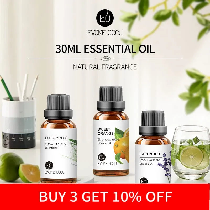 30ML Pure Jasmine Rose Mint Lavender Vanilla Essential Oil for Diffuser, Humidifier, Massage, Skin Hair Care, Soap Candle Making