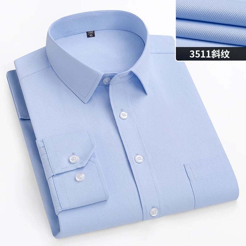 New Men's White Business Shirt Autumn Long Sleeve Leisure Plus Size Big 11XL 10XL 9XL Patchwork Black Yellow Social Dress Shirts