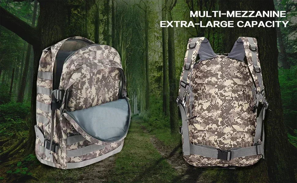 50L 3D Outdoors Tactical Backpack Molle Assault Bag Waterproof Hunting Climbing Hiking Fishing Trekking Travel Mochila Rucksack