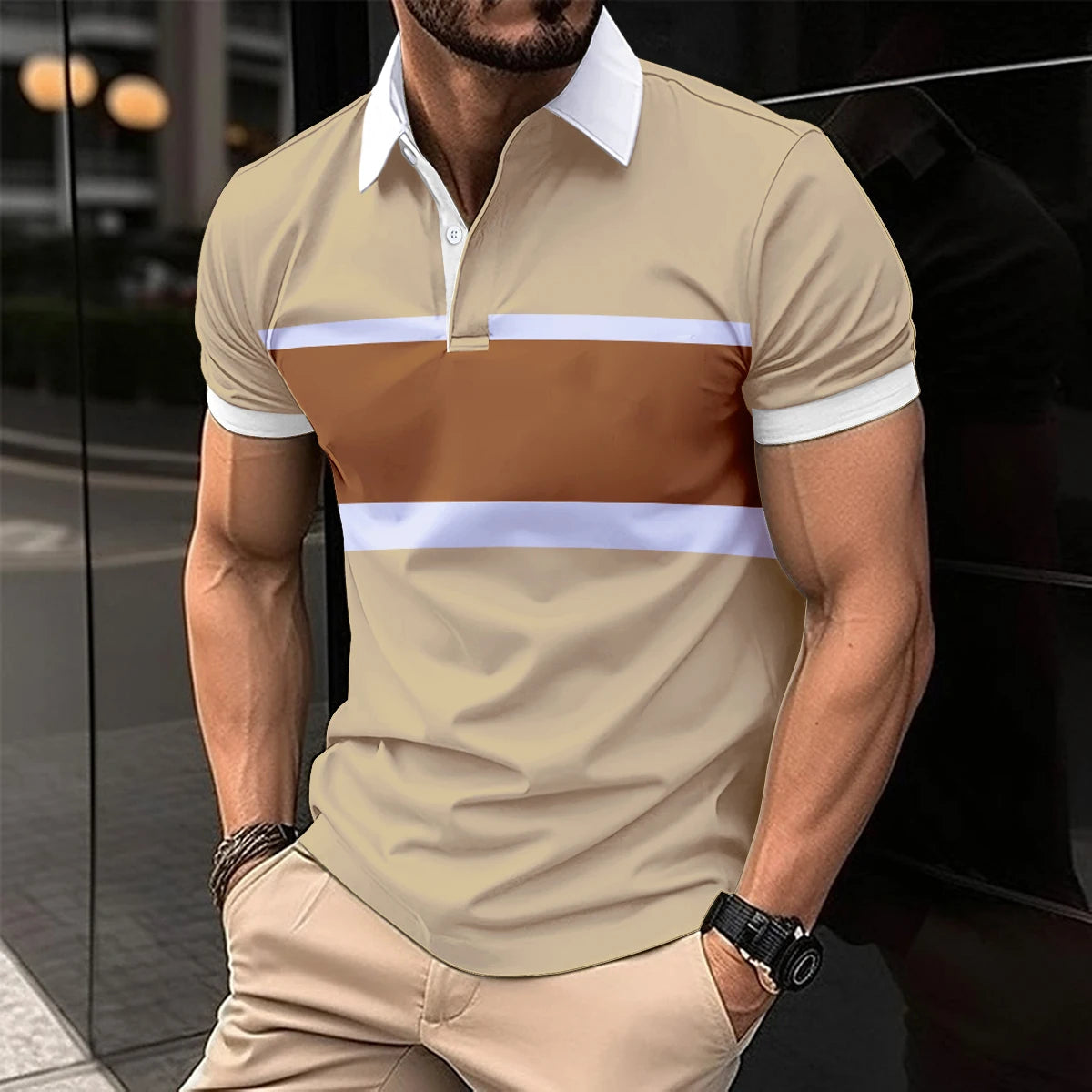 Summer Men's Casual Polo Shirt Spring Summer New Business Leisure Breathable Lapel Polo Shirt for Man