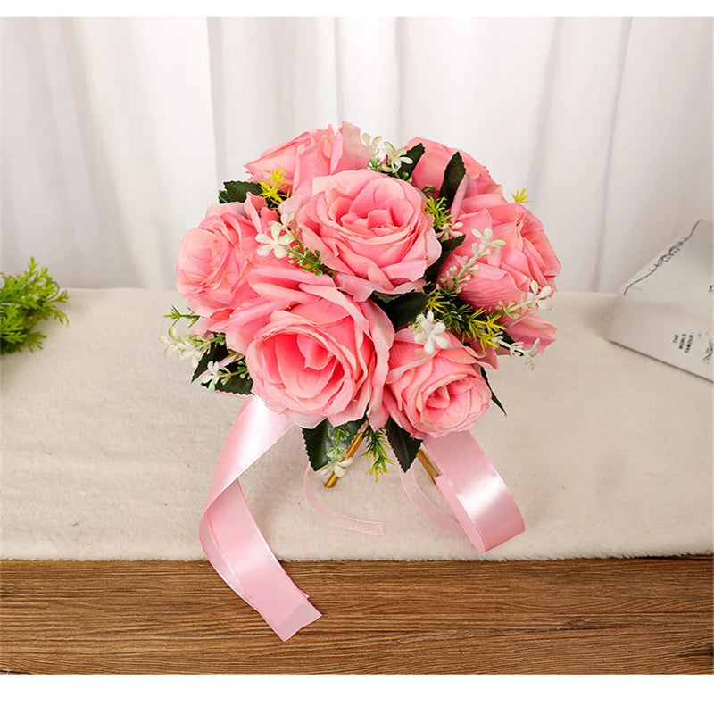Bridal Flower Bouquet Wedding Supplies Artificial Silk Rose Peony Flower Wedding Bouquet Orchid Quality Bouquets
