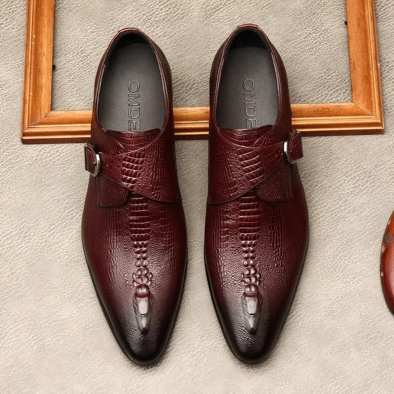 Men's Handmade Crocodile Pattern Oxford Shoes – Black & Blue Formal Loafers