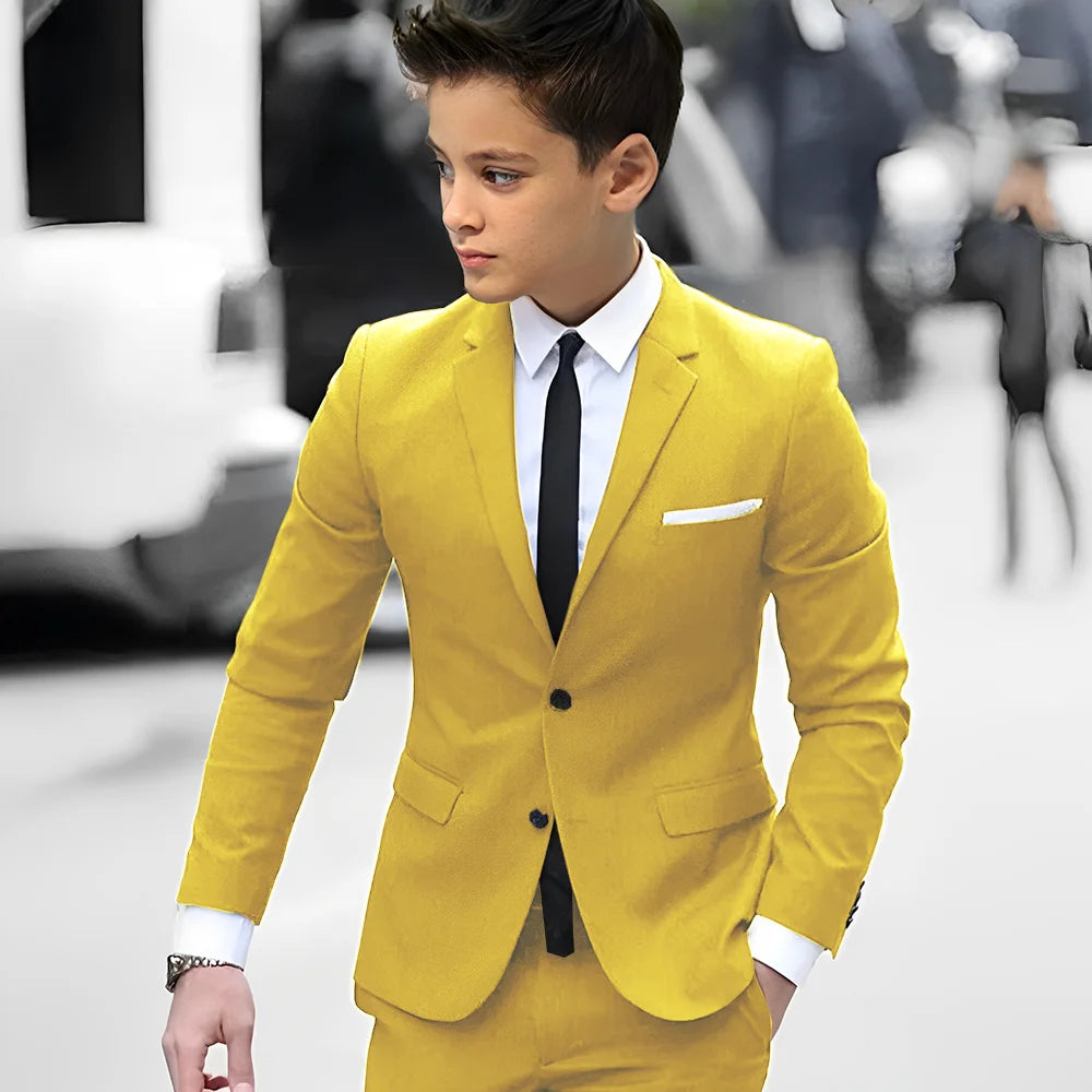 2 Piece Light Gray Boy Tuxedos For Wedding Notched Lapel Custom Kids Trim Fit Groomsmen Boy Suits