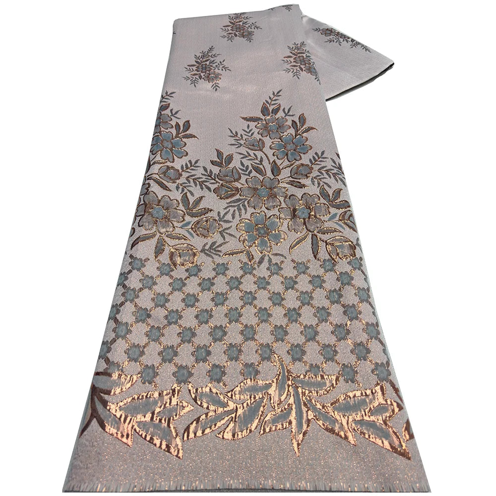 African Brocade Jacquard Lace Fabric 2024 High Quality Lace 5 Yards Net Lace French Gilding Lace Fabric For Wedding Party Dress