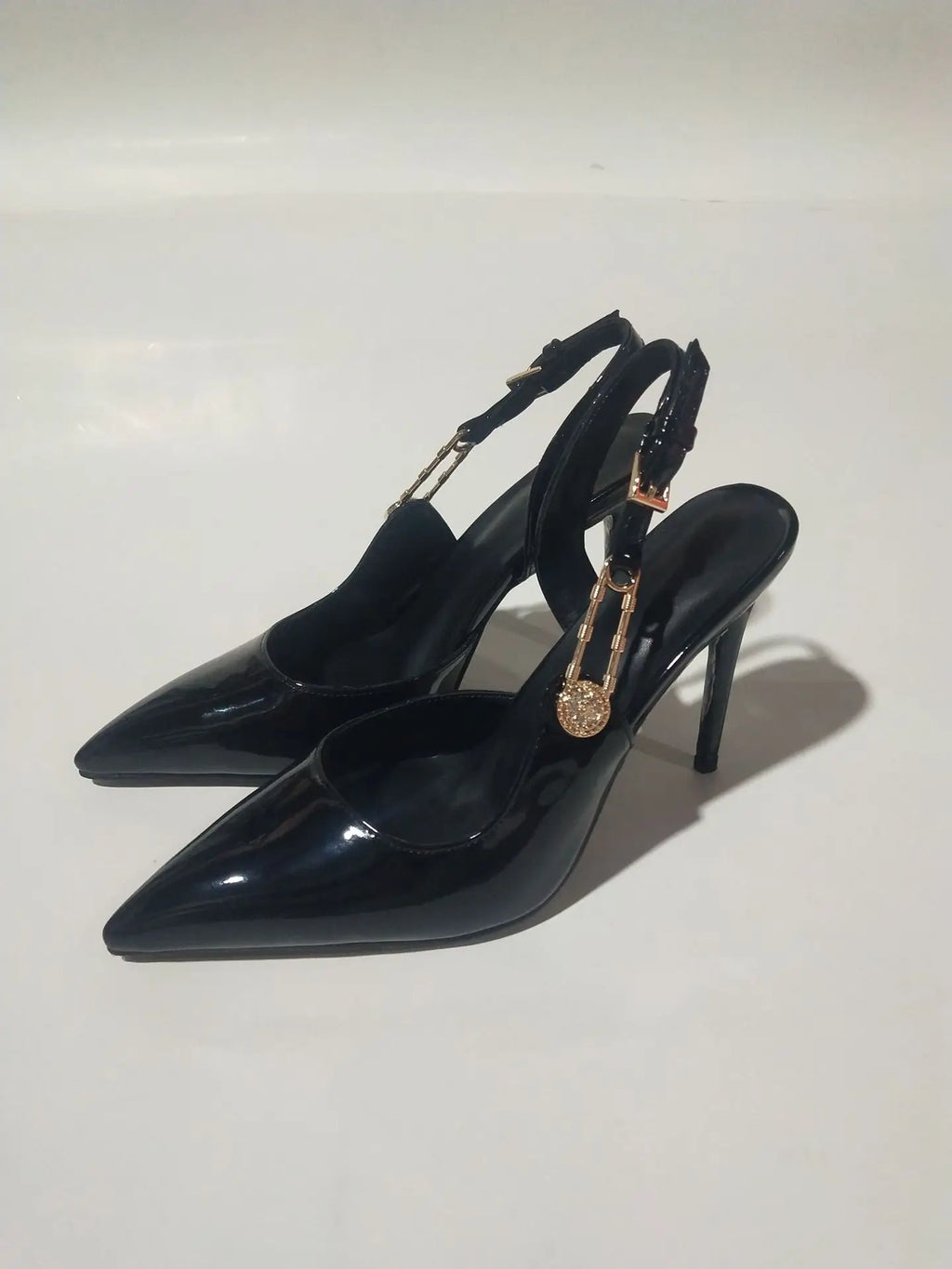 2025Women's Sexy Silk Rhinestone Pumps Belt Buckle Back Hollow Pointed Toe Thin Heel Sandals Pumps Female High Heels Party Shoes