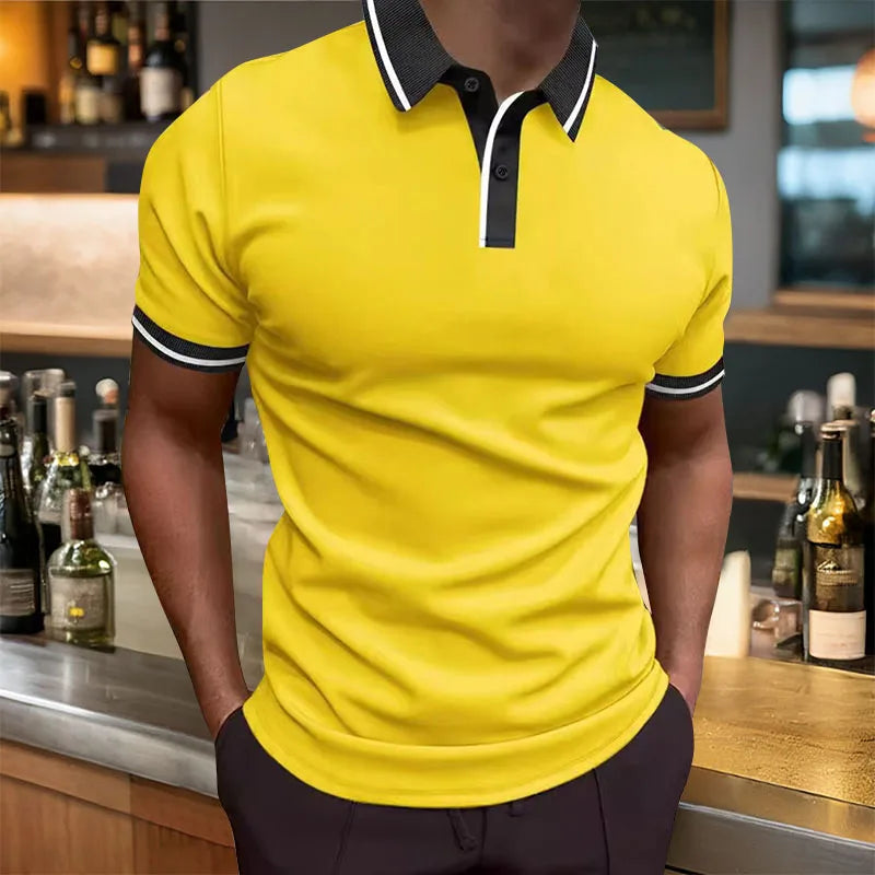 Summer Men's Short sleeved Polo Shirt Business Casual Collar T-shirt Plus Size Breathable Top European and American Plus size