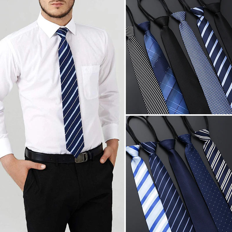 Lazy Zipper Jacquard Men's Tie Business Formal Wear Black Cravat Necktie Accessory Wedding Party Gift Fashion Daily Wear 48x8CM