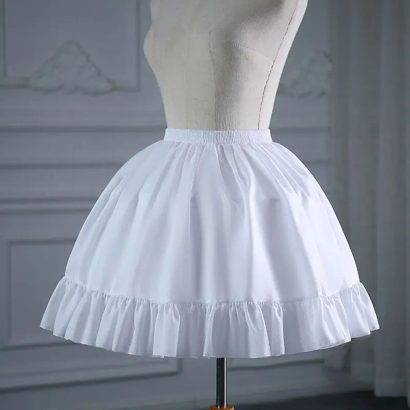 Girls Ruffled Short Petticoat with/no Hoop Solid Color Fluffy Bubble Tutu Skirt Puffy Half Slip Prom Crinoline Underskirt