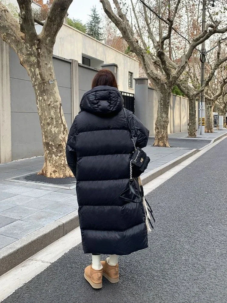 Winter Women Clothing Warm Long Parka Thick Over-the-knee Puffer Jacket Zipper Black Cotton-padded Coats Windproof Jackets New