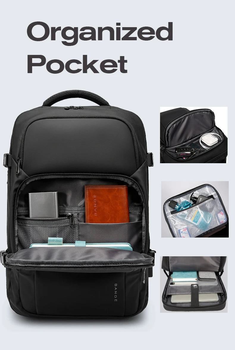 BANGE New Design Large Capacity Oxford Men 15.6 inch Laptop Backpack Softback Business Waterproof Backpacks with USB Charing