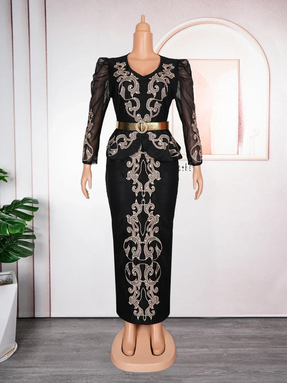luxury black gala dress