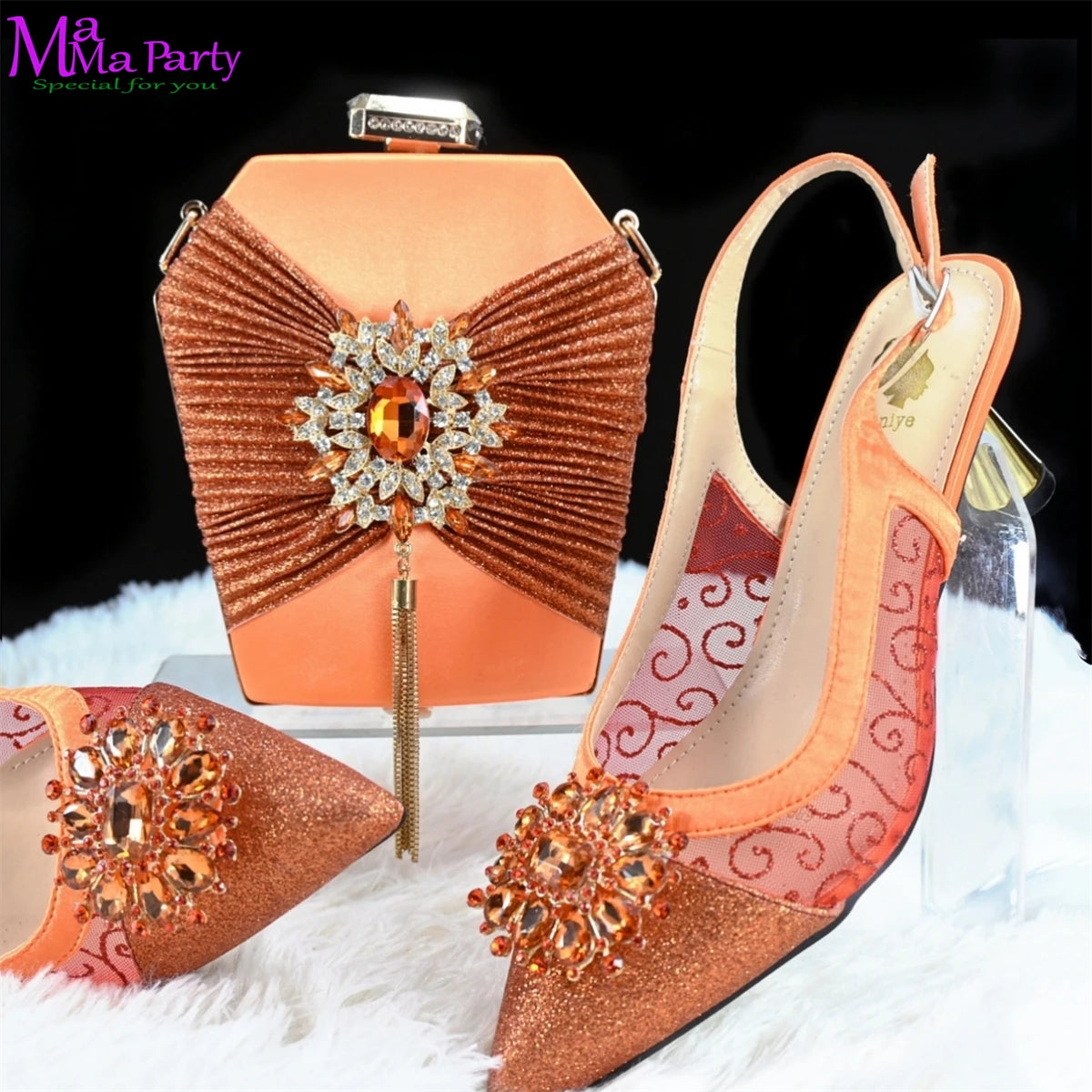 2025 Winter New Arrivals Low Heels in Coffee Italian Women Shoes and Bag Set Elegant Ladies Pointed Toe Pumps for Wedding Party