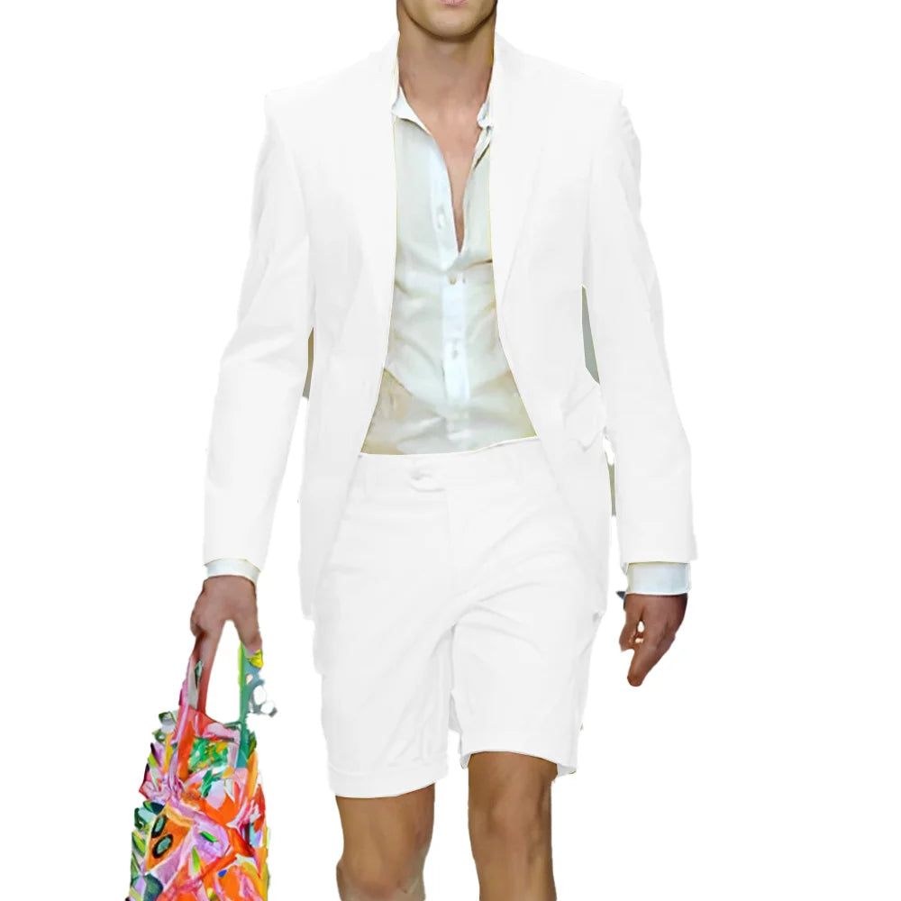 Fashion Yellow Suit for Mens Summer Jacket Shorts Suit 2 Piece Set Wedding Groom Tuxedo Formal Blazer Customized