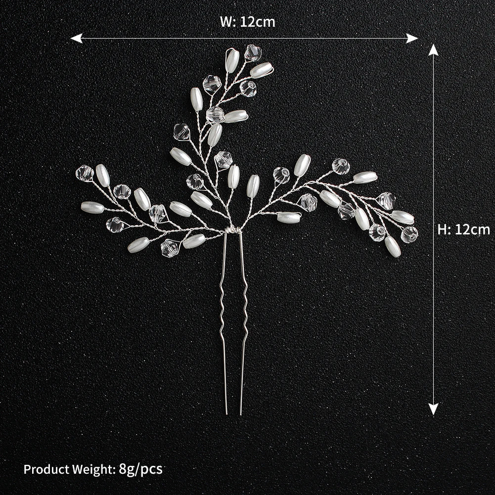 Fashion Pearl Rhinestone Flower Hair Pins barrette Bride Wedding Jewelry Accessories Hair Clips Headpiece For Women