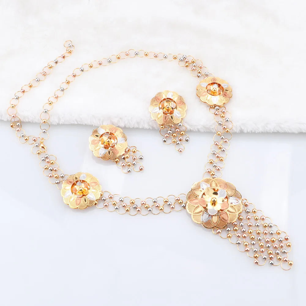 Indian Jewelry Set Colorful Bridal Wedding Ethiopia Dubai Nigerian African Necklace Earrings Bracelet Ring Jewellery Set