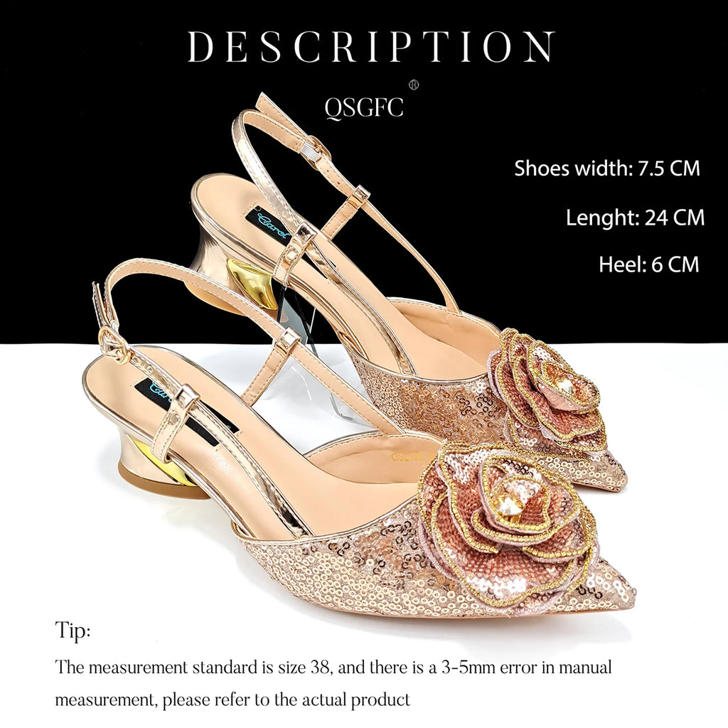 Elegant Handbags and Medium Heel shoes