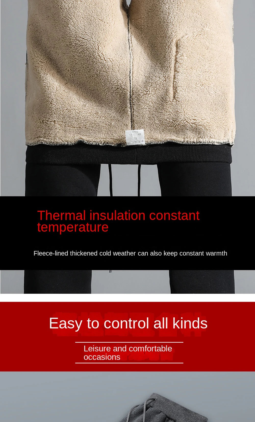 Winter Lambswool Warm Pants Men's Thick Fleece Thermal Trousers Men Fitness Jogging Drawstring Pants Male Sweatpants