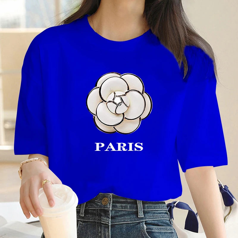 Oversized Luxury Brand NewParis Graphic Tshirt Female Summer Casual T-Shirts For Women's Girls Streetwear Short Sleeve Tee Shirt