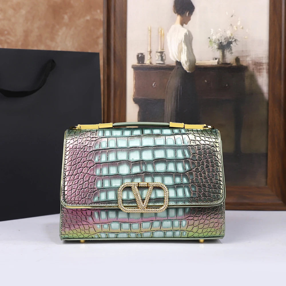 2025 New Fashion Crocodile Pattern Handbag High-End Sensation Unique Small Retro Shoulder Crossbody Bag Versatile Stylish Mini